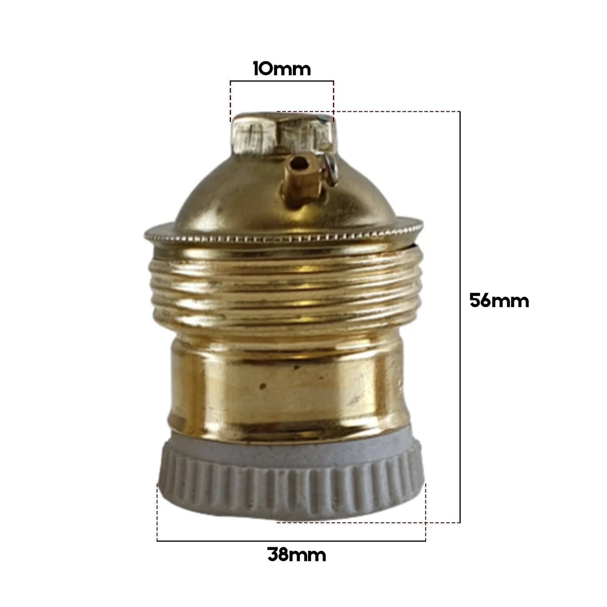 E27 Brass Lamp Holder – Edison Screw, 10 mm Cable Entry - photo 3