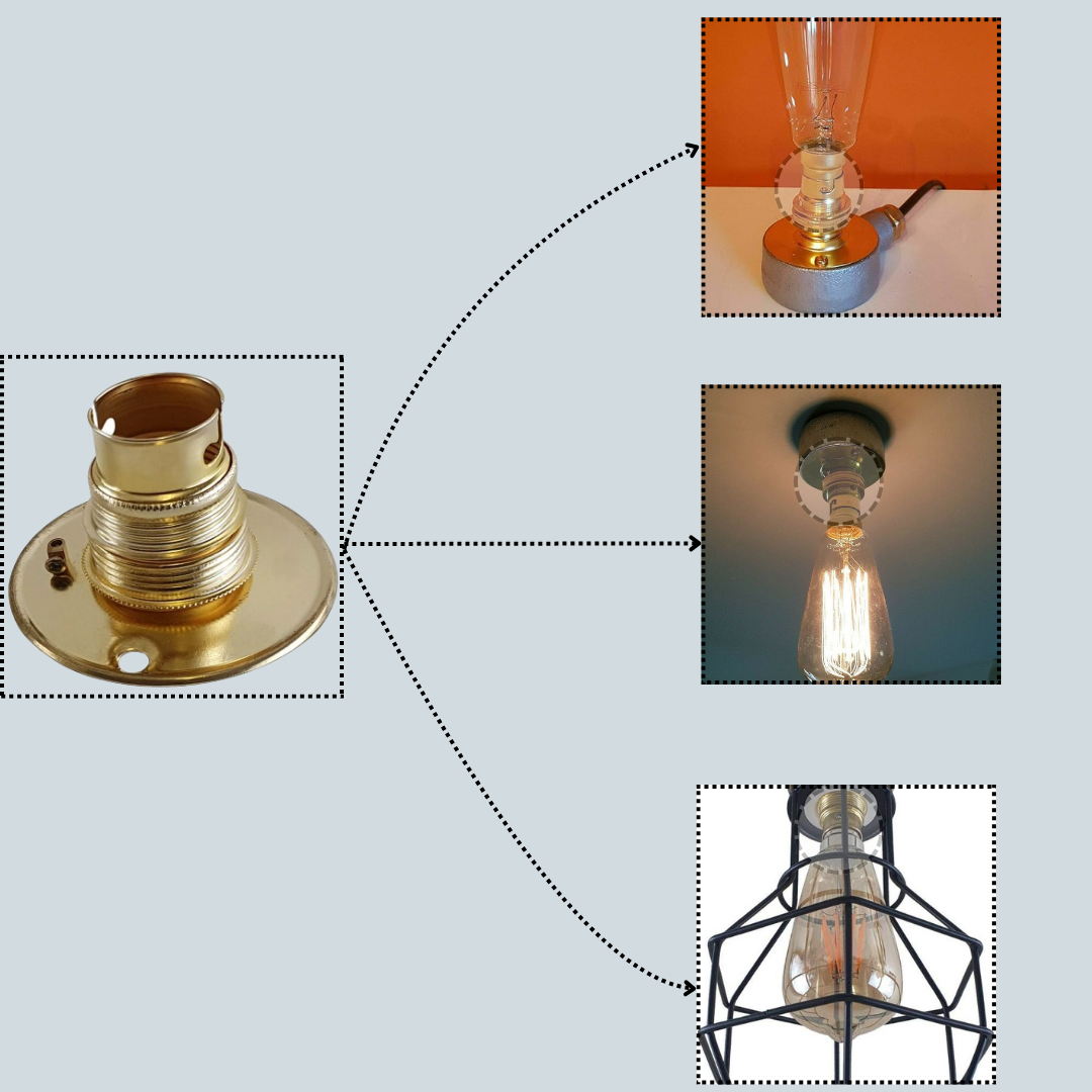 B22 Brass Batten Lamp Holder – Round Base Plate, Max 60W - photo 2