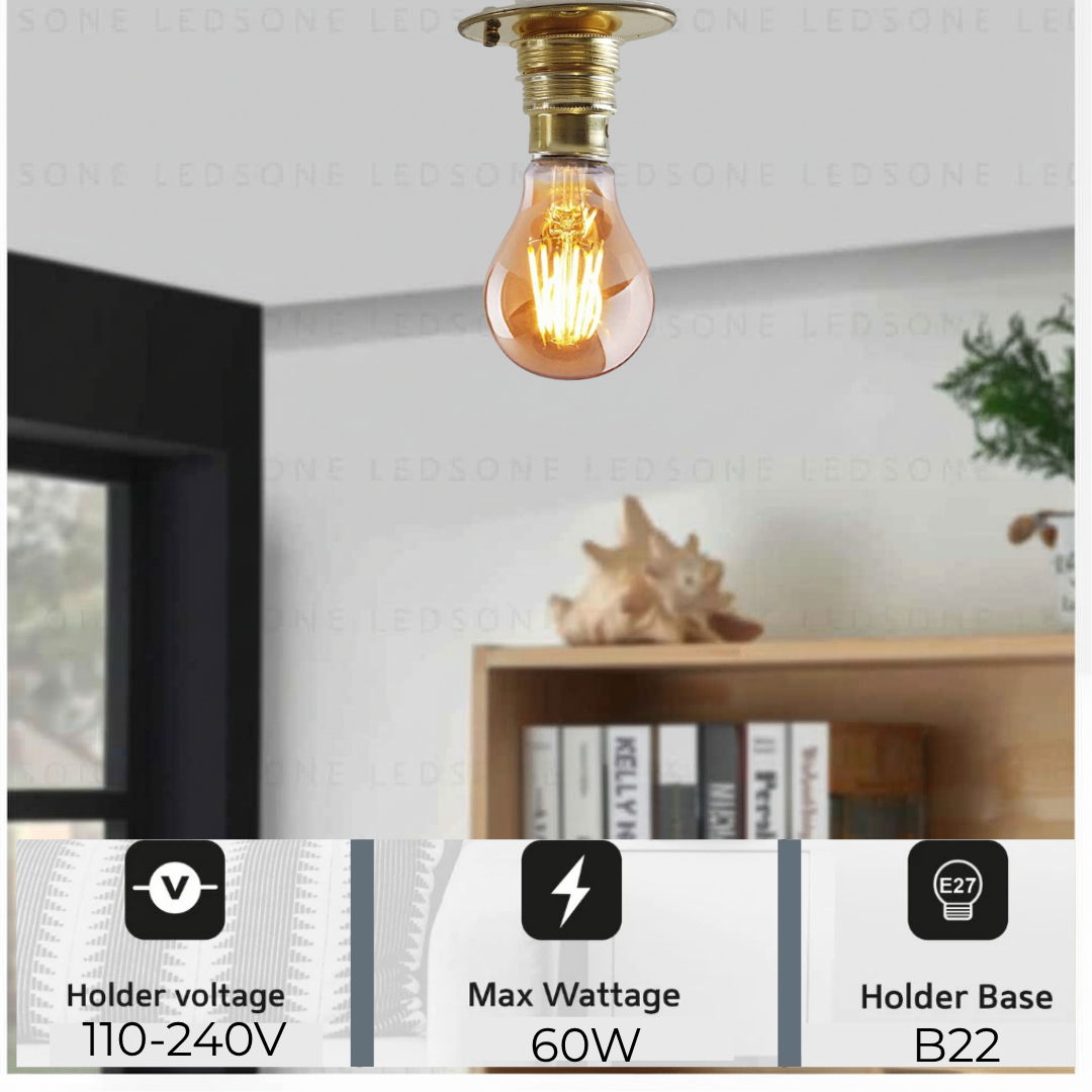 B22 Brass Batten Lamp Holder – Round Base Plate, Max 60W - photo 3