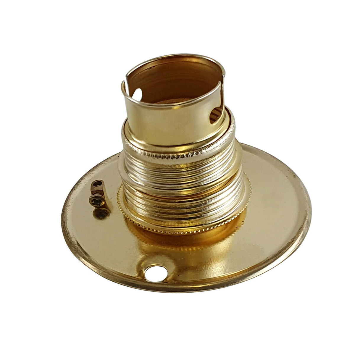 B22 Brass Batten Lamp Holder – Round Base Plate, Max 60W - photo 5