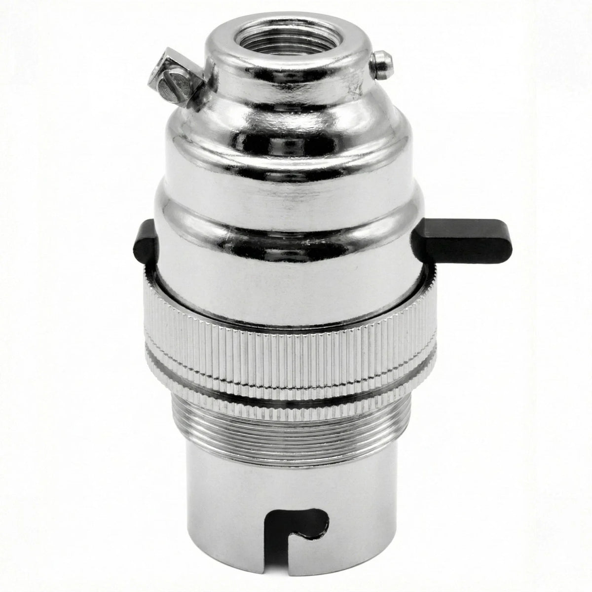 B22 Brass Lamp Holder with Push-Button Switch – 3 Finishes - Chrome, Single, Standard
