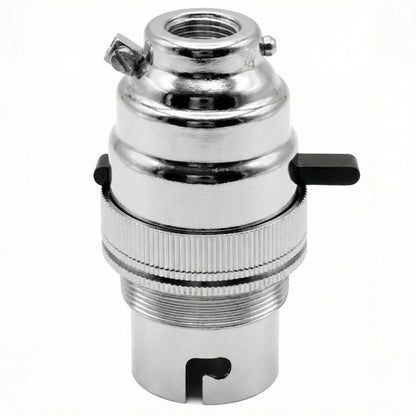 B22 Brass Lamp Holder with Push-Button Switch – 3 Finishes - Chrome, Single, Standard