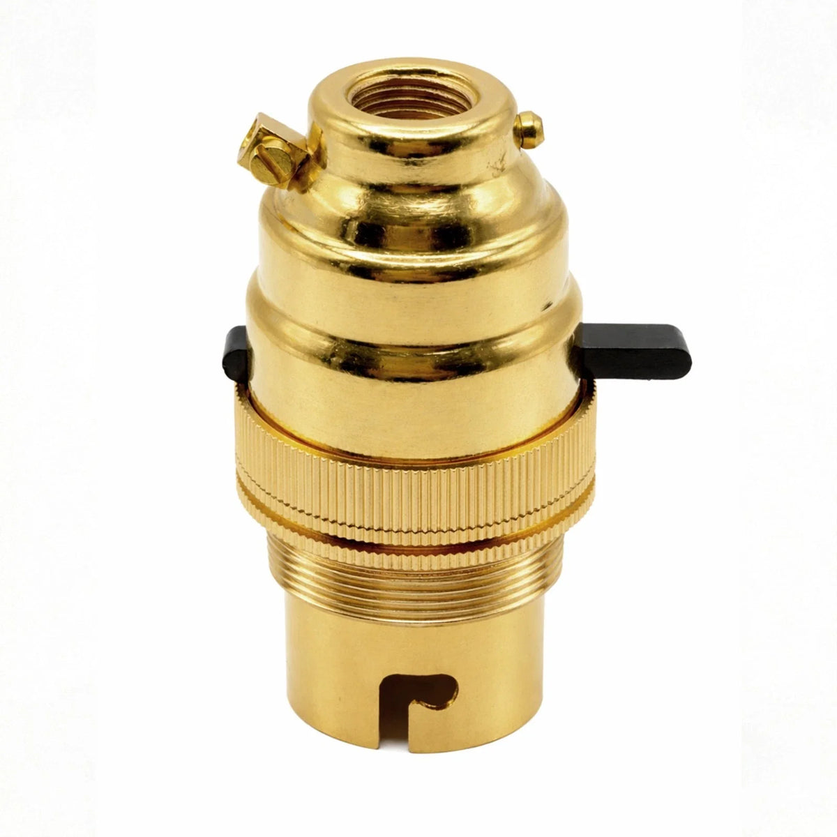 B22 Brass Lamp Holder with Push-Button Switch – 3 Finishes - Gold, Single, Standard