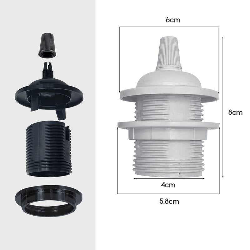 Bakelite E27 Lamp Holder with Shade Ring – Black or White - photo 6