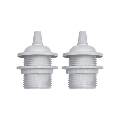 Bakelite E27 Lamp Holder with Shade Ring – Black or White - Pack of 2, White, Standard