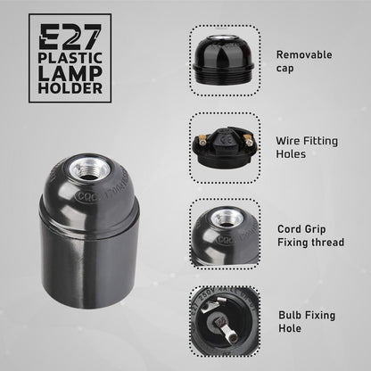 Plain Bakelite E27 Lamp Holder – Optional Cord Grip, Packs - photo 5
