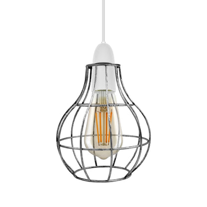 Balloon Wire Cage Lamp Shade – Easy Fit, 6 Colours - Brushed Silver, Shade Only, Single