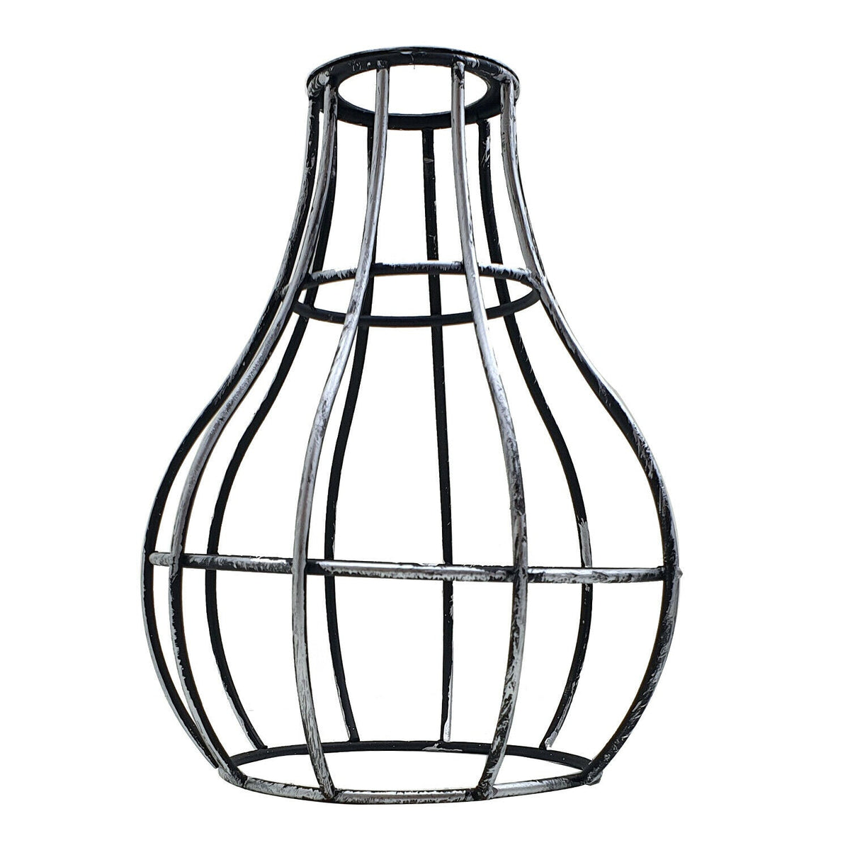 Balloon Wire Cage Lamp Shade – Easy Fit, 6 Colours - Brushed Silver, with Reducer Ring, Single