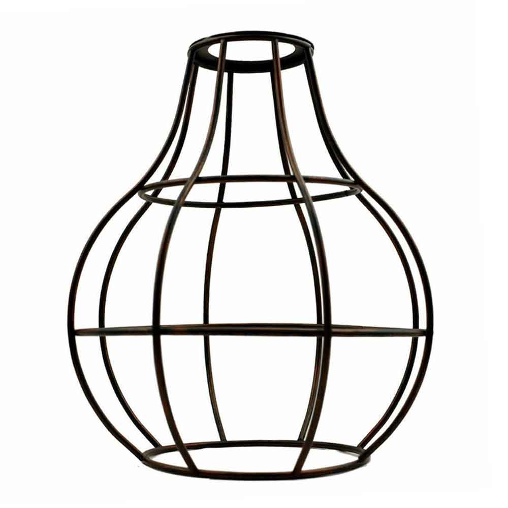 Balloon Wire Cage Lamp Shade – Easy Fit, 6 Colours - Rustic Red, with Reducer Ring, Single