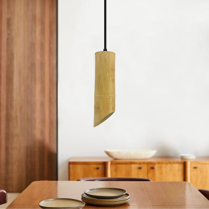 Bamboo Tube Pendant Light – Natural Wood, GU10 - photo 6