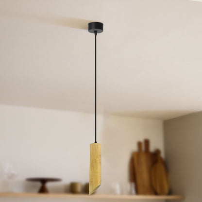 Bamboo Tube Pendant Light – Natural Wood, GU10 - photo 7