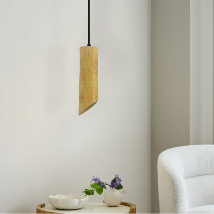 Bamboo Tube Pendant Light – Natural Wood, GU10, Adjustable Cable - photo 8