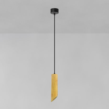 Bamboo Tube Pendant Light – Natural Wood, GU10, Adjustable Cable - photo 10