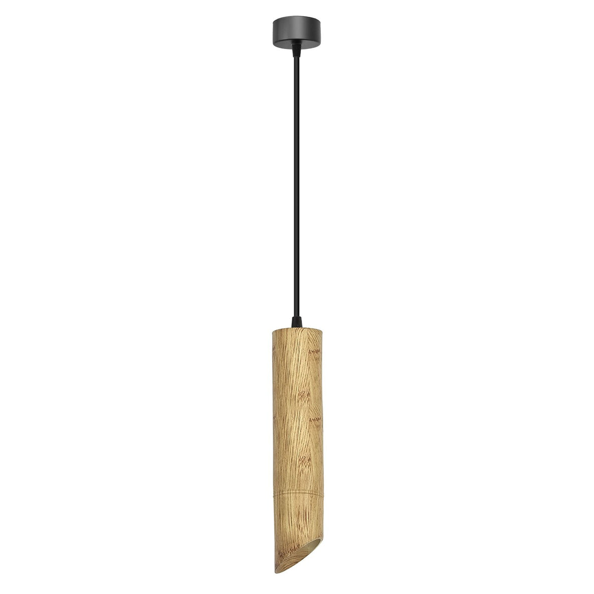 Bamboo Tube Pendant Light – Natural Wood, GU10, Adjustable Cable