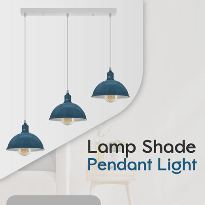 3-Light Dome Pendant – Cyan Blue, Bar or Round Ceiling Rose - photo 2