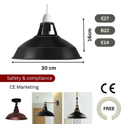 Slotted Barn Lamp Shade 30 cm – Easy Fit, 23 Colours - photo 2