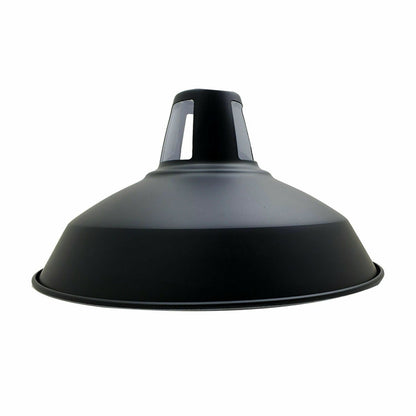 Slotted Barn Lamp Shade 30 cm – Easy Fit, 23 Colours - Black & White Inner, 30 cm with Reducer Ring, Single