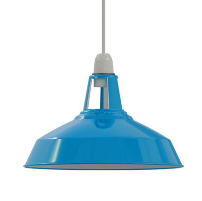 Slotted Barn Lamp Shade 30 cm – Easy Fit, 23 Colours - Blue, 30 cm with Reducer Ring, Single
