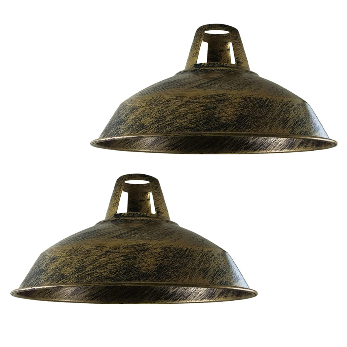 Slotted Barn Lamp Shade 30 cm – Easy Fit, 23 Colours - Brushed Brass, 30 cm with Reducer Ring, Pack of 2
