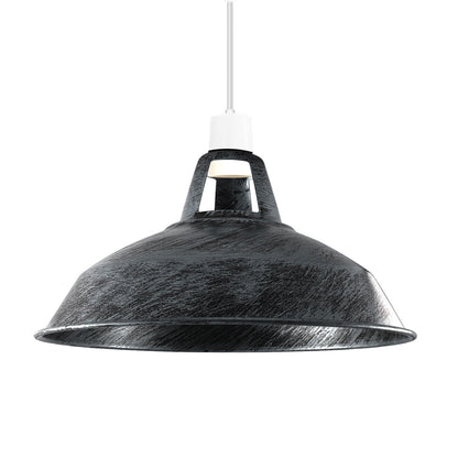 Slotted Barn Lamp Shade 30 cm – Easy Fit, 23 Colours - Brushed Silver, 30 cm with Reducer Ring, Single
