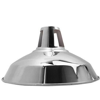 Slotted Barn Lamp Shade 30 cm – Easy Fit, 23 Colours - Chrome, 30 cm with Reducer Ring, Single