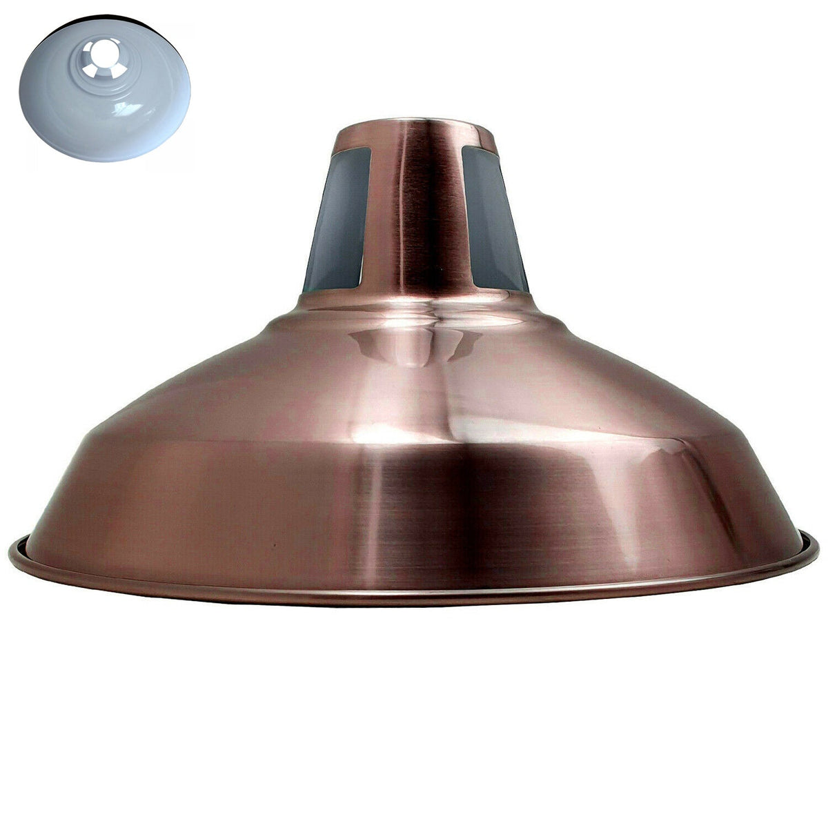 Slotted Barn Lamp Shade 30 cm – Easy Fit, 23 Colours - Copper, 30 cm with Reducer Ring, Single