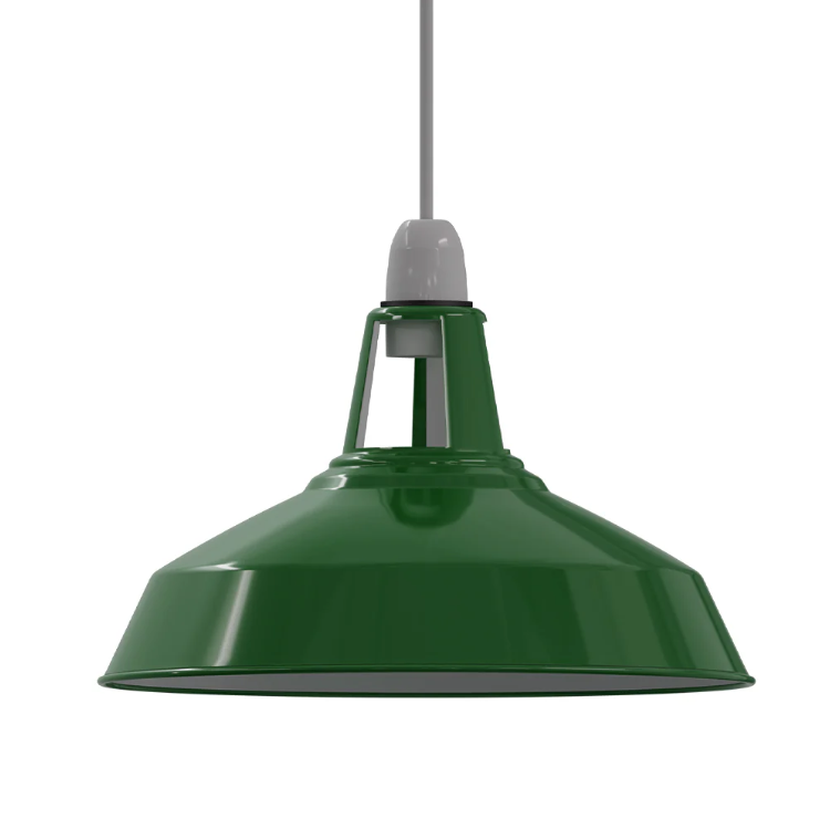 Slotted Barn Lamp Shade 30 cm – Easy Fit, 23 Colours - Green, 30 cm with Reducer Ring, Single