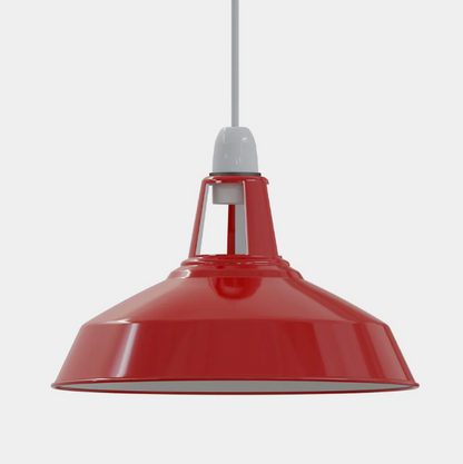 Slotted Barn Lamp Shade 30 cm – Easy Fit, 23 Colours - Red, 30 cm with Reducer Ring, Single