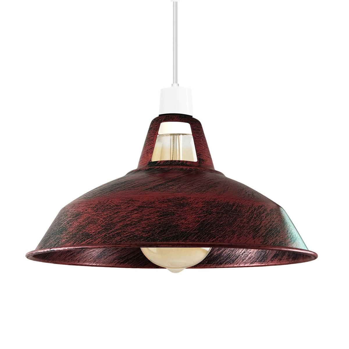 Slotted Barn Lamp Shade 30 cm – Easy Fit, 23 Colours - Rustic Red, 30 cm with Reducer Ring, Single