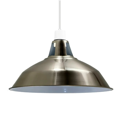 Slotted Barn Lamp Shade 30 cm – Easy Fit, 23 Colours - Satin Nickel, 30 cm with Reducer Ring, Single