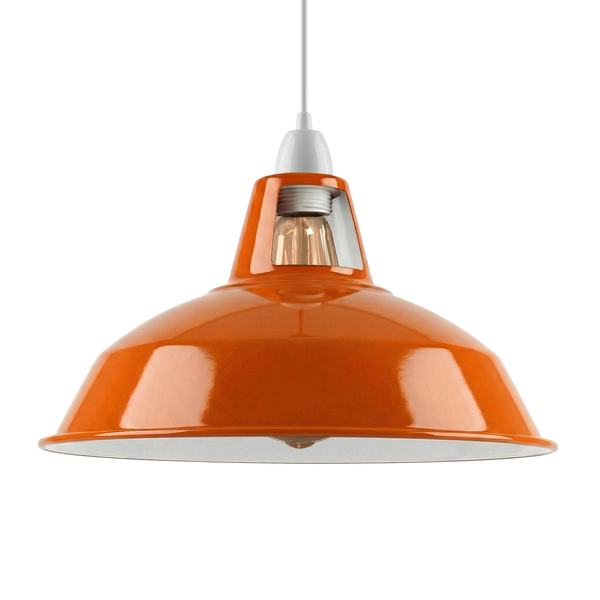Slotted Barn Lamp Shade 31 cm – Reducer Ring or Cage Guard - Orange, 31.5 cm with Reducer Ring, Single
