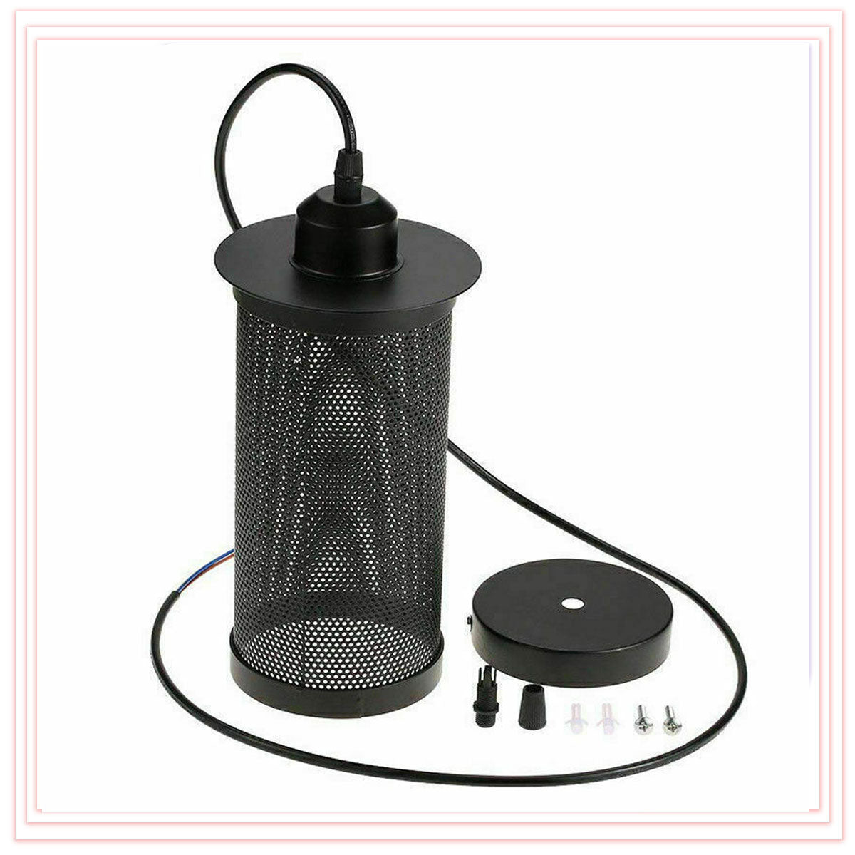 Perforated Cylinder Cage Lamp Shade – Easy Fit with Reducer Ring - photo 8