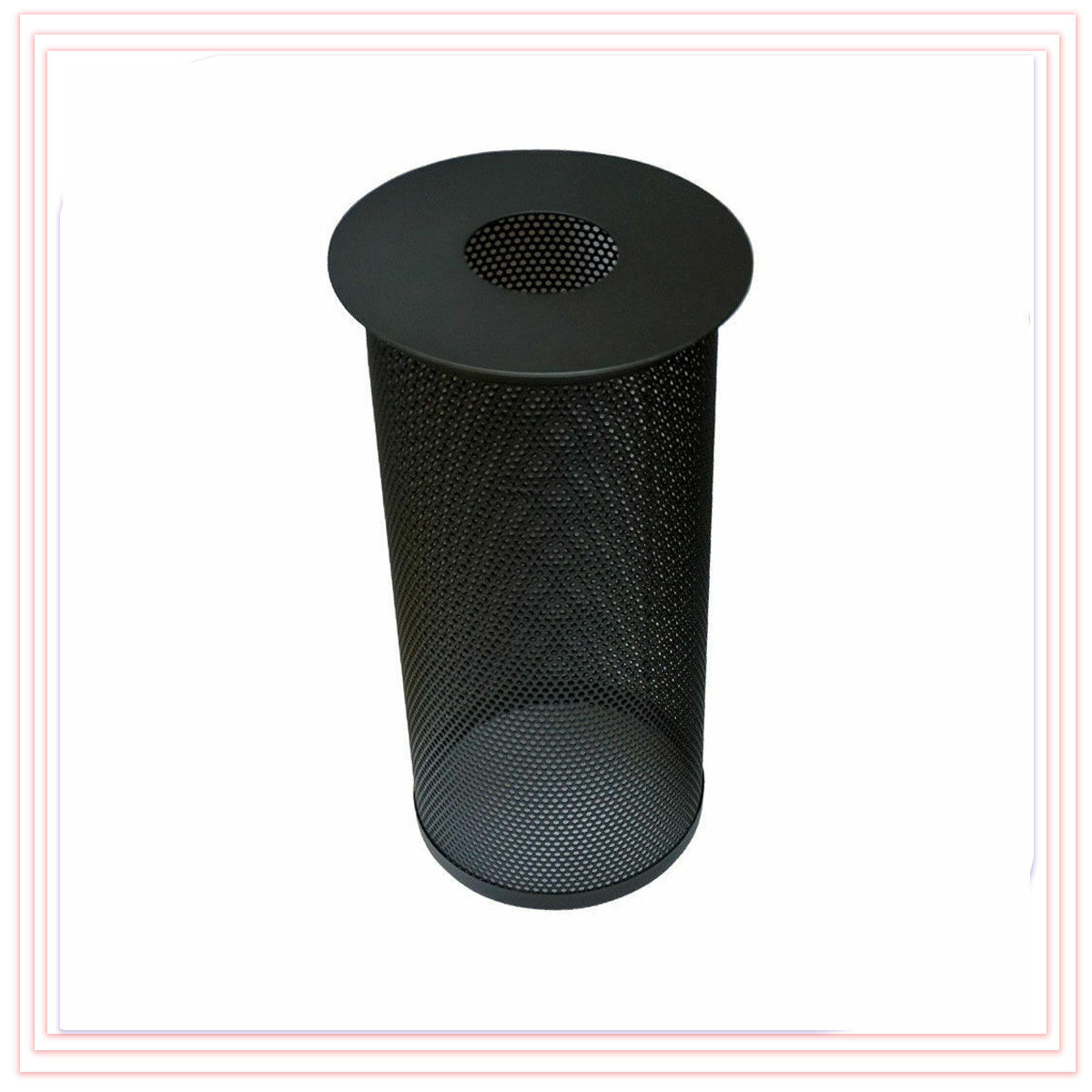 Perforated Cylinder Cage Lamp Shade – Easy Fit with Reducer Ring - Black, with Reducer Ring, Single