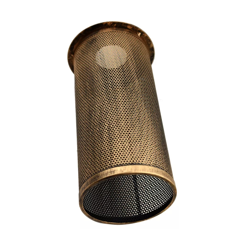 Perforated Cylinder Cage Lamp Shade – Easy Fit with Reducer Ring - Brushed Copper, with Reducer Ring, Single