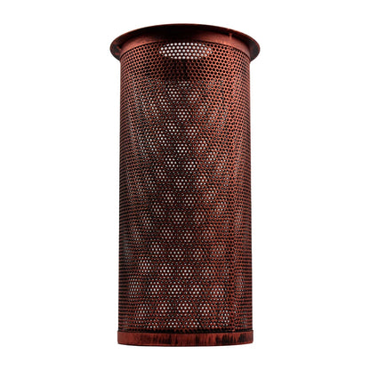 Perforated Cylinder Cage Lamp Shade – Easy Fit with Reducer Ring - Rustic Red, Standard, Single