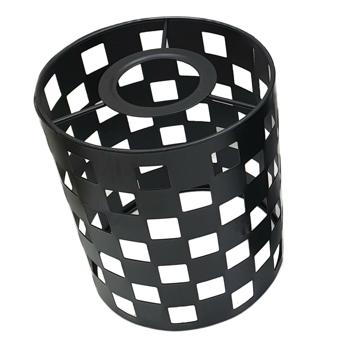 Barrel Cage Style 1 Lamp Shade – Square Cut-Out, Easy Fit, 4 Colours - with Reducer Ring, Black, Single