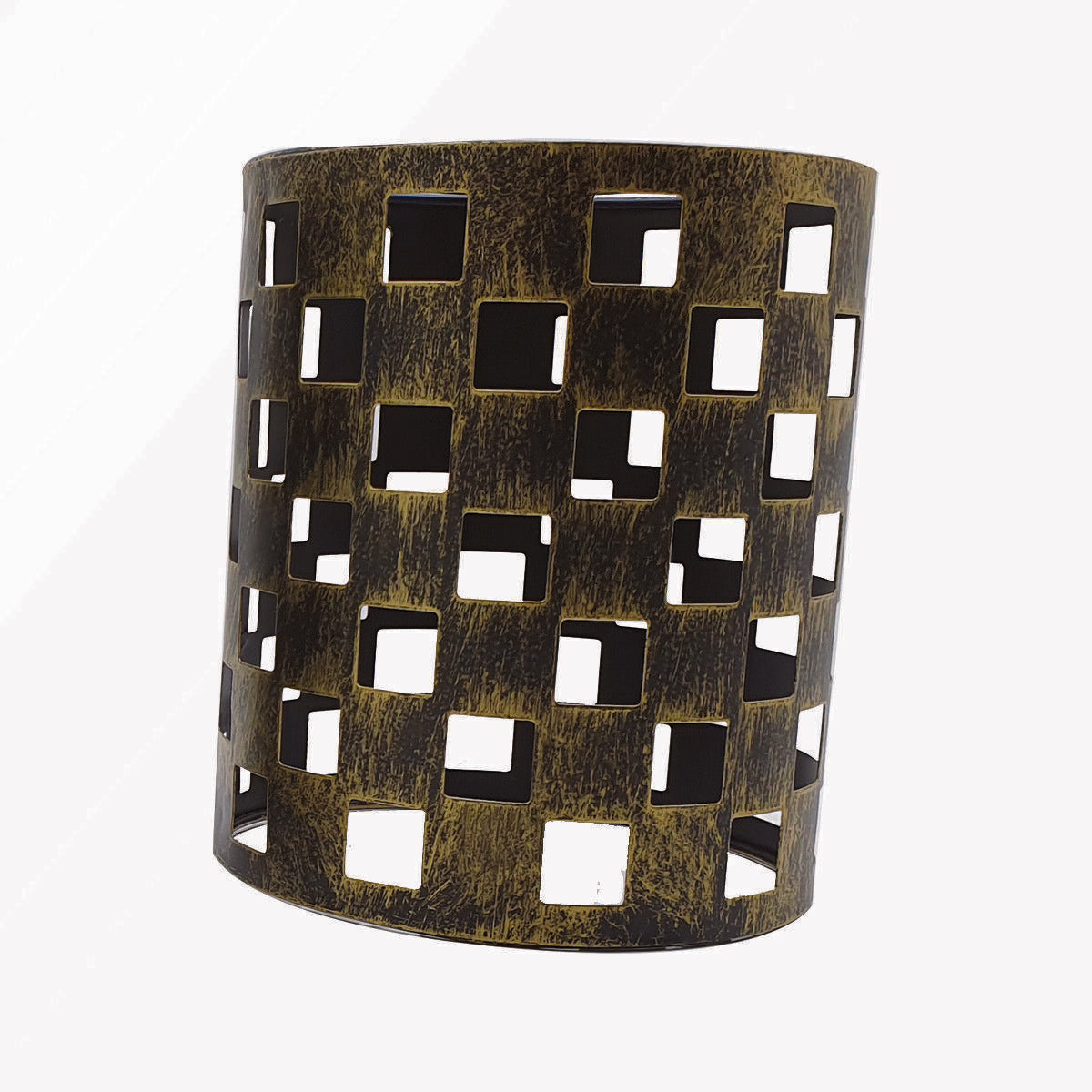 Barrel Cage Style 1 Lamp Shade – Square Cut-Out, Easy Fit, 4 Colours - with Reducer Ring, Brushed Brass, Single