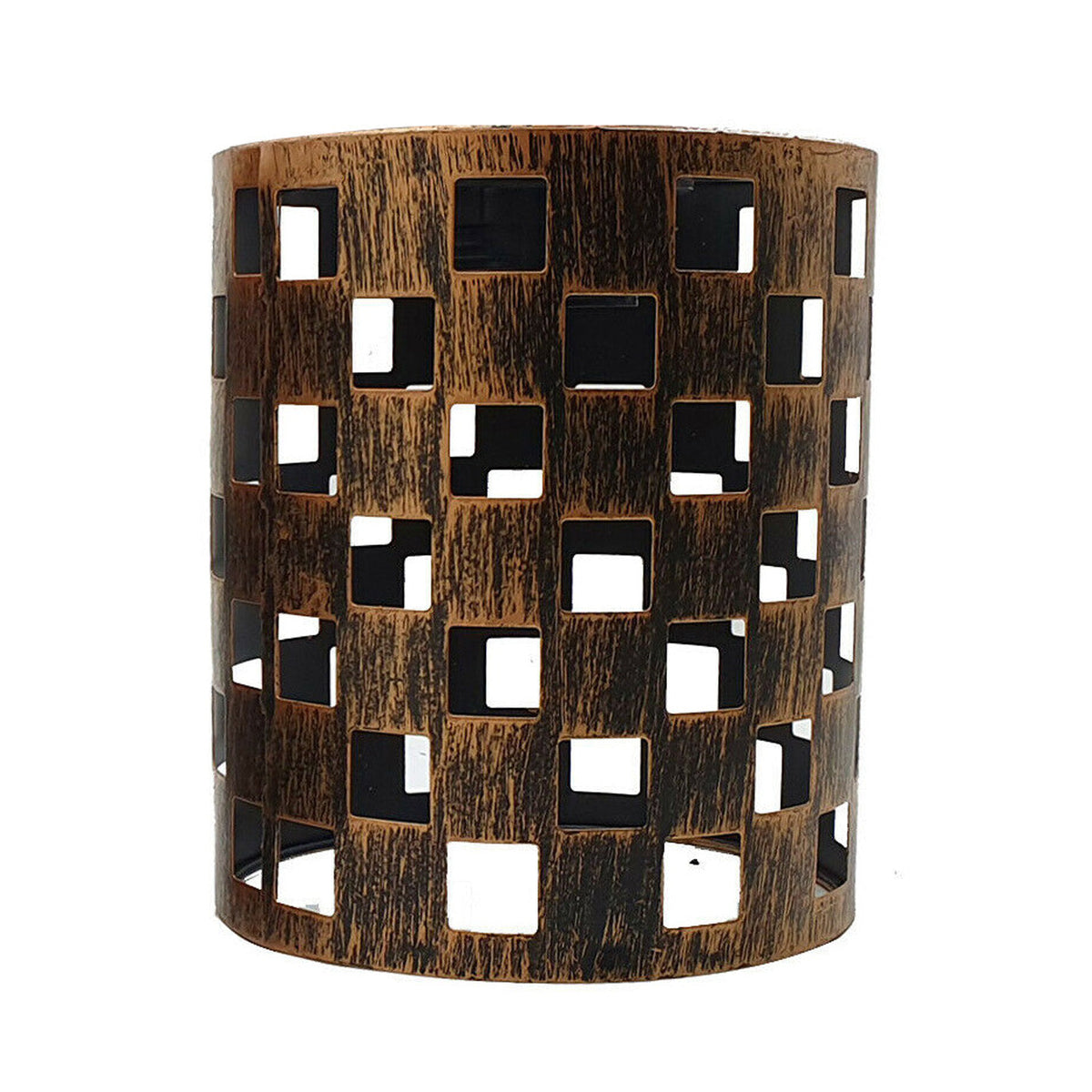 Barrel Cage Style 1 Lamp Shade – Square Cut-Out, Easy Fit, 4 Colours - with Reducer Ring, Brushed Copper, Single