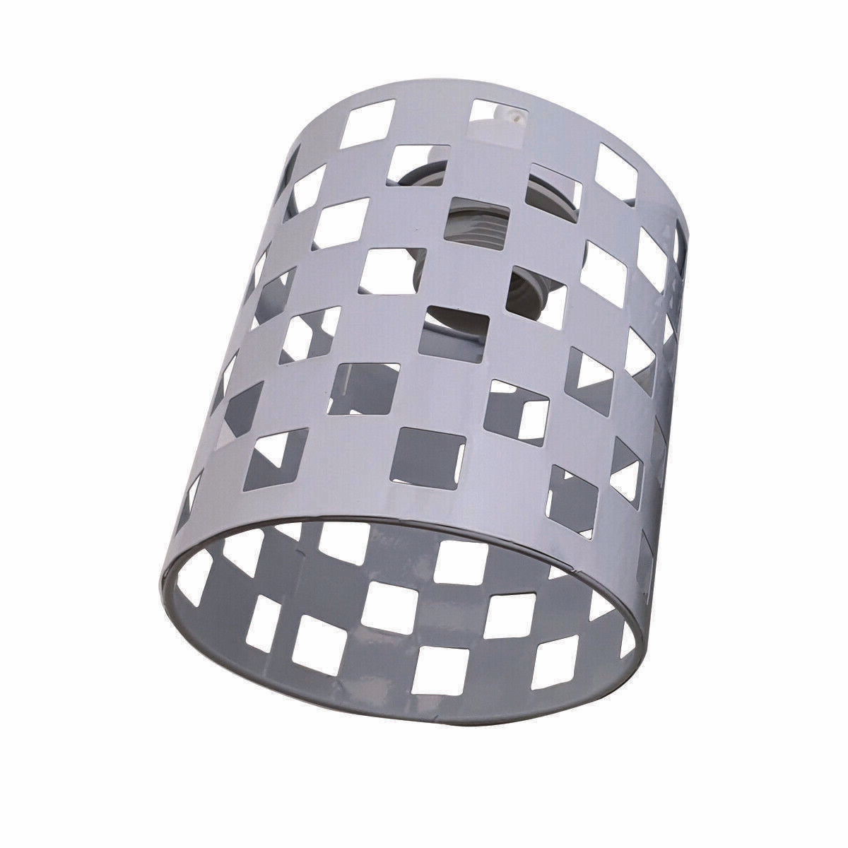 Barrel Cage Style 1 Lamp Shade – Square Cut-Out, Easy Fit, 4 Colours - with Reducer Ring, White, Single