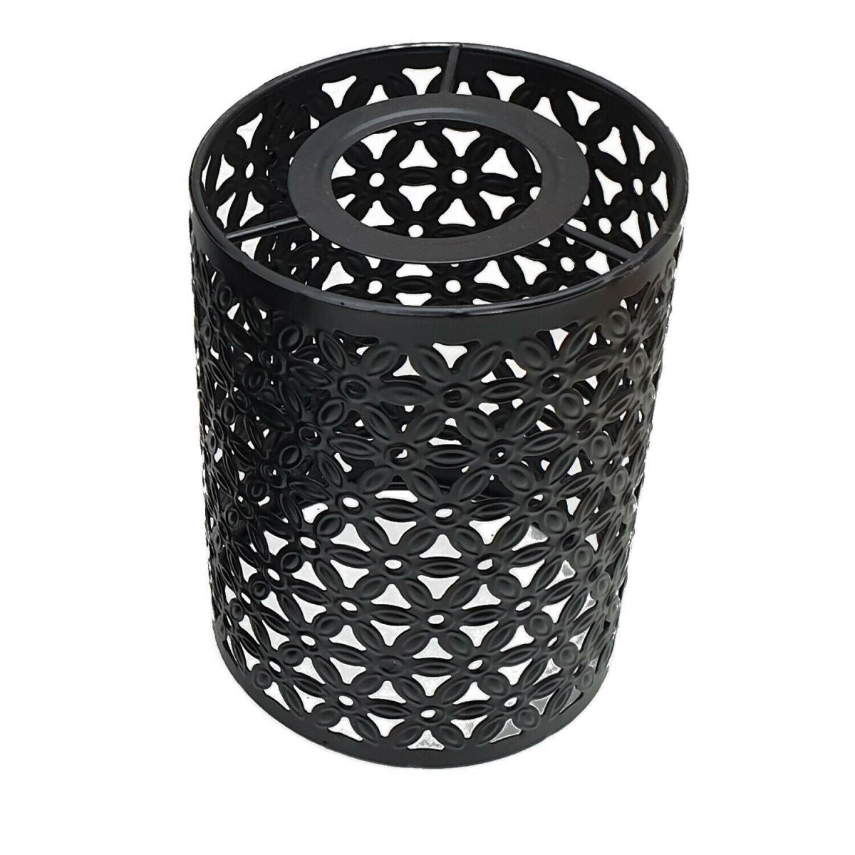 Flower Cut-Out Barrel Lamp Shade – Style 2, Easy Fit, 6 Colours - Black, with Reducer Ring, Single