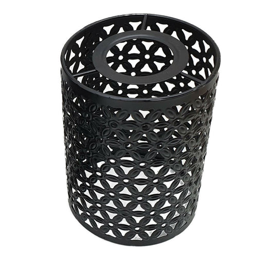 Flower Cut-Out Barrel Lamp Shade – Style 2, Easy Fit, 6 Colours - Black, with Reducer Ring, Single