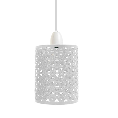 Flower Cut-Out Barrel Lamp Shade – Style 2, Easy Fit, 6 Colours - White, with Reducer Ring, Single