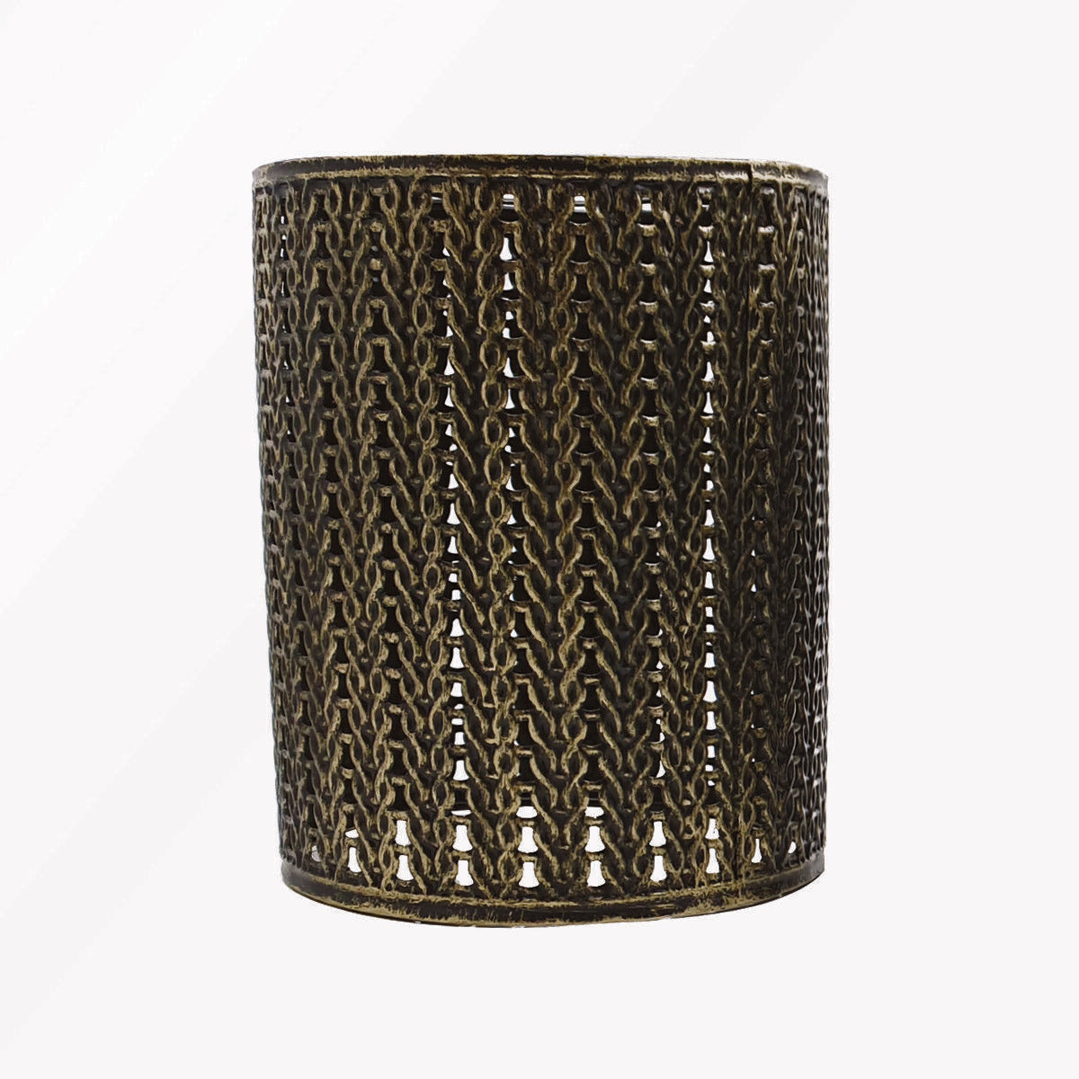 Knit Pattern Drum Lamp Shade – Style 3, Easy Fit, 6 Colours - Brushed Brass, with Reducer Ring, Single