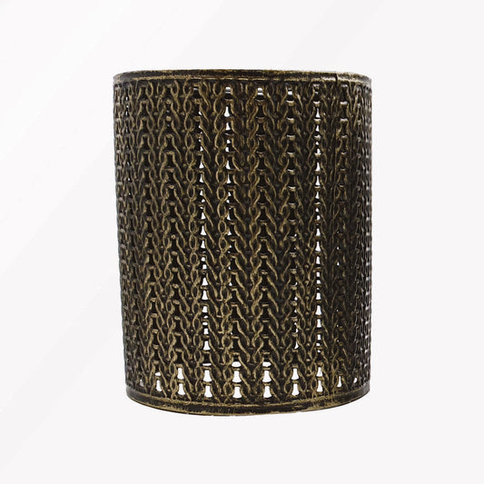 Knit Pattern Drum Lamp Shade – Style 3, Easy Fit, 6 Colours - Brushed Brass, with Reducer Ring, Single