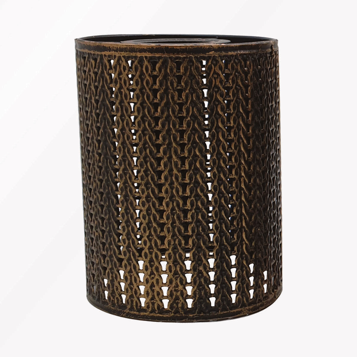 Knit Pattern Drum Lamp Shade – Style 3, Easy Fit, 6 Colours - Brushed Copper, with Reducer Ring, Single