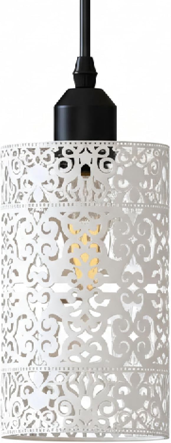 Barrel Cage Style 6 Lamp Shade – Easy Fit with Reducer Ring - White, Standard, Single