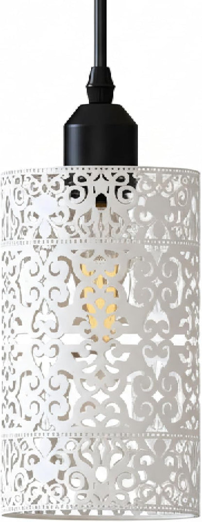 Barrel Cage Style 6 Lamp Shade – Easy Fit with Reducer Ring - White, Standard, Single