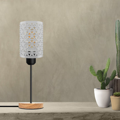 Barrel Cage Table Lamp with Wooden Base E27 - photo 2