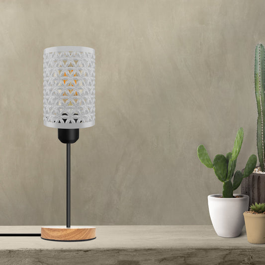 Barrel Cage Table Lamp with Wooden Base E27 - photo 2