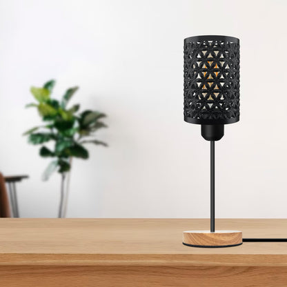 Barrel Cage Table Lamp with Wooden Base E27 - photo 7